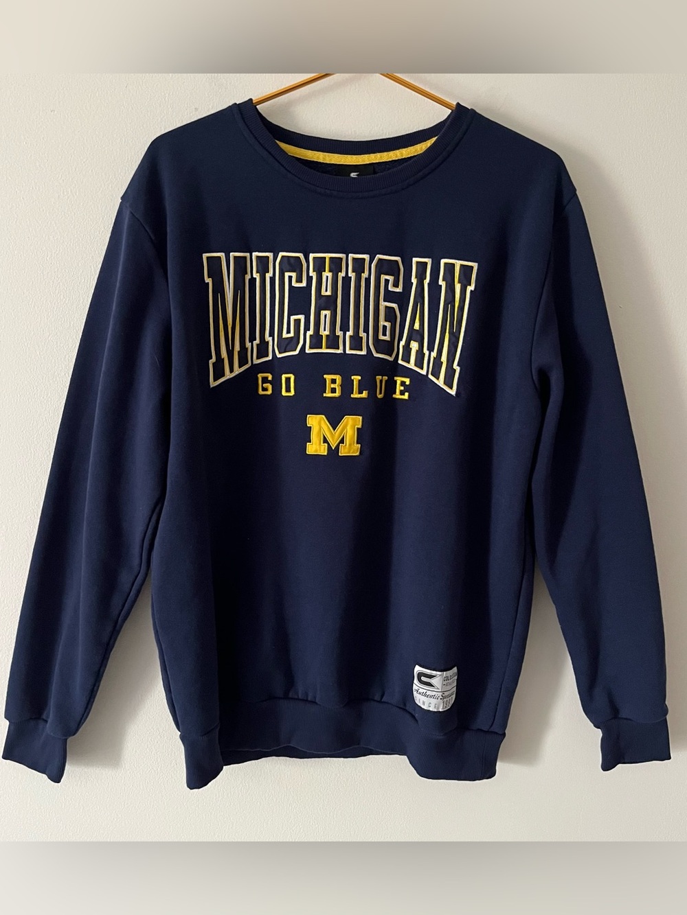 Colosseum University of Michigan Blue and Maize Crewneck Sweatshirt Go Blue L